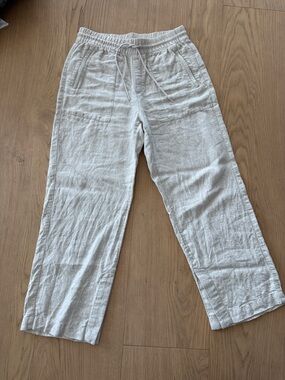 Athleta Retreat Women's Wide Leg Linen Drawstring Pants in Light Beige